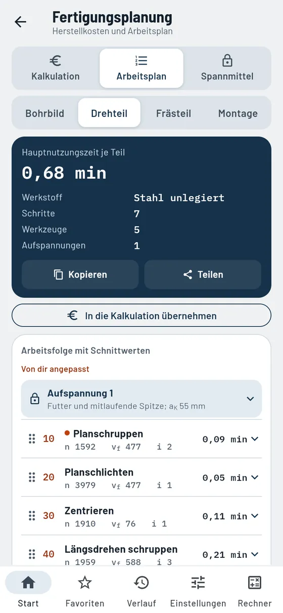 Gesello: Fertigungsplanung – Arbeitsplan Drehteil
