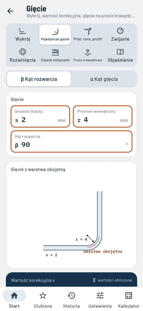 Gesello: Gięcie – pojedyncze gięcie