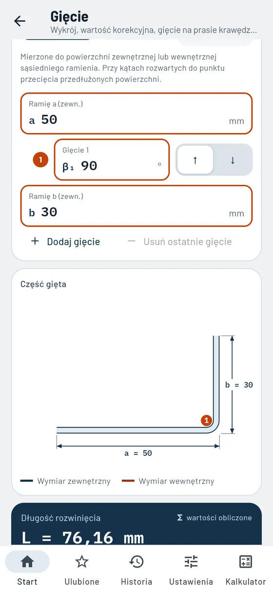 Gesello: Gięcie – wykrój części giętej
