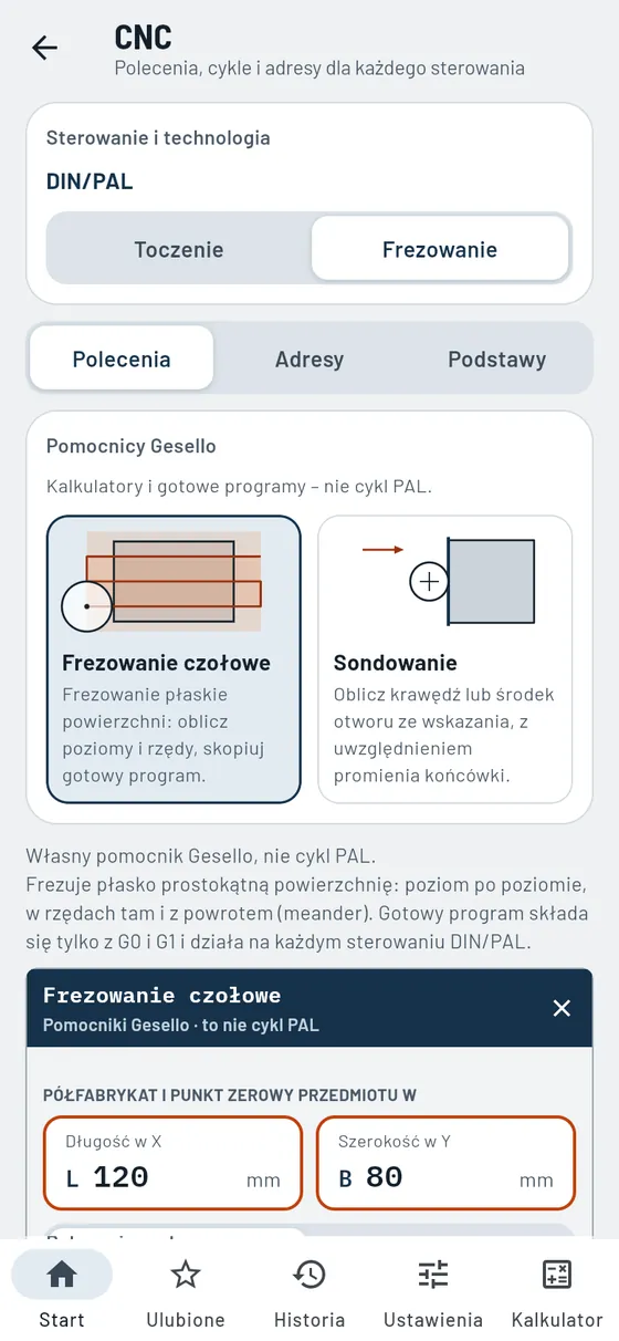 Gesello: CNC – asystent: frezowanie czołowe