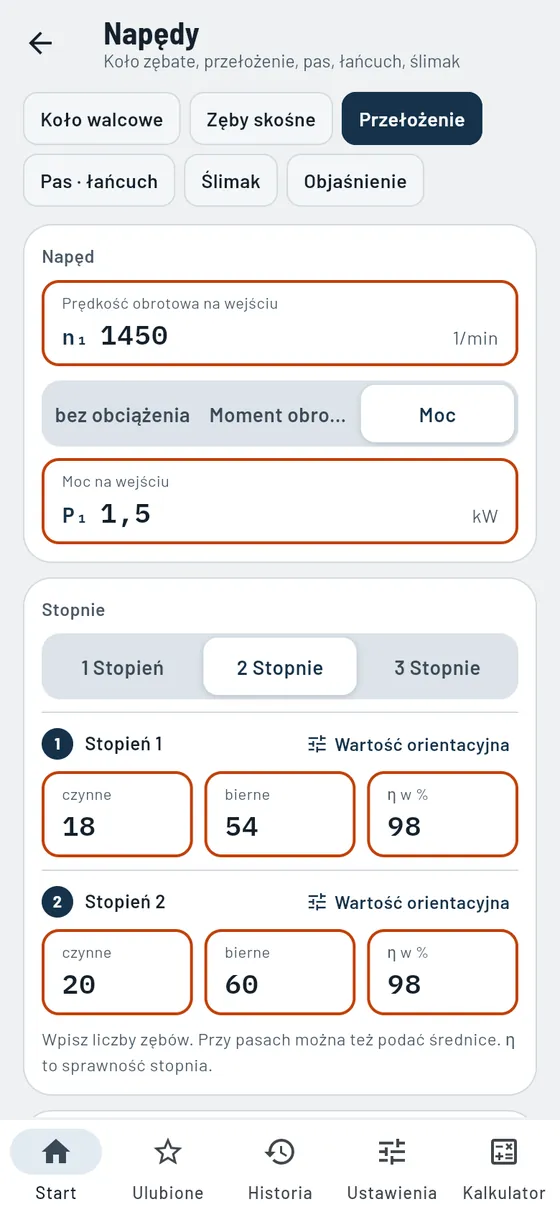 Gesello: Napędy – przełożenie