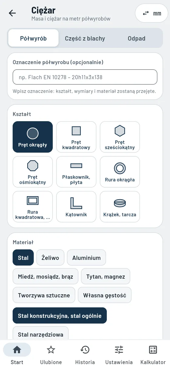 Gesello: Ciężar – pręt okrągły