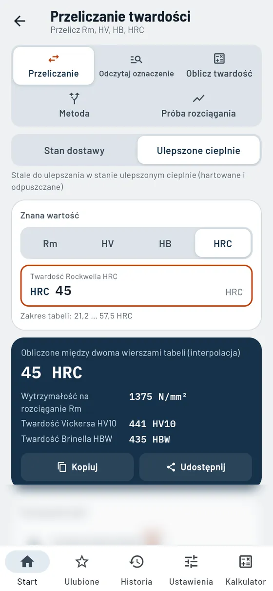 Gesello: Przeliczanie twardości – przeliczanie twardości
