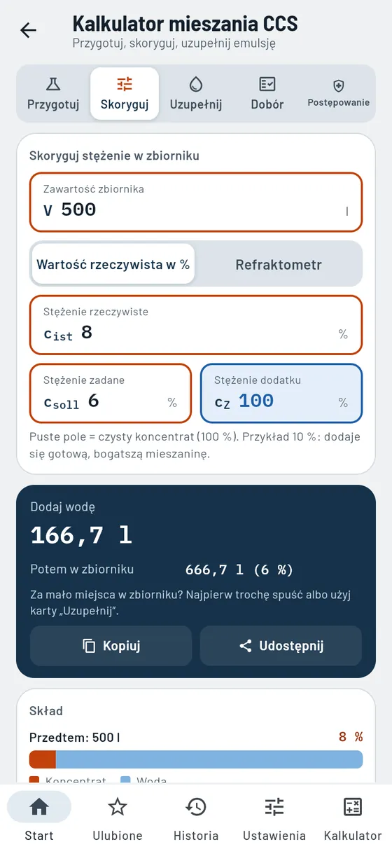 Gesello: Ciecz chłodząco-smarująca – korekta stężenia