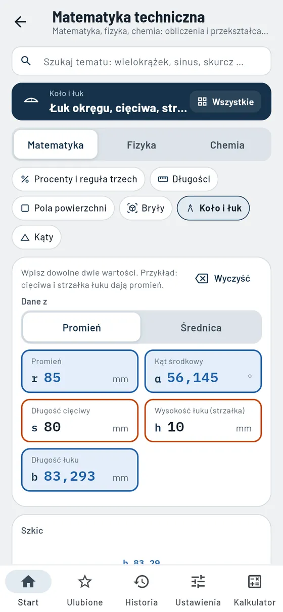 Gesello: Matematyka techniczna – długość łuku