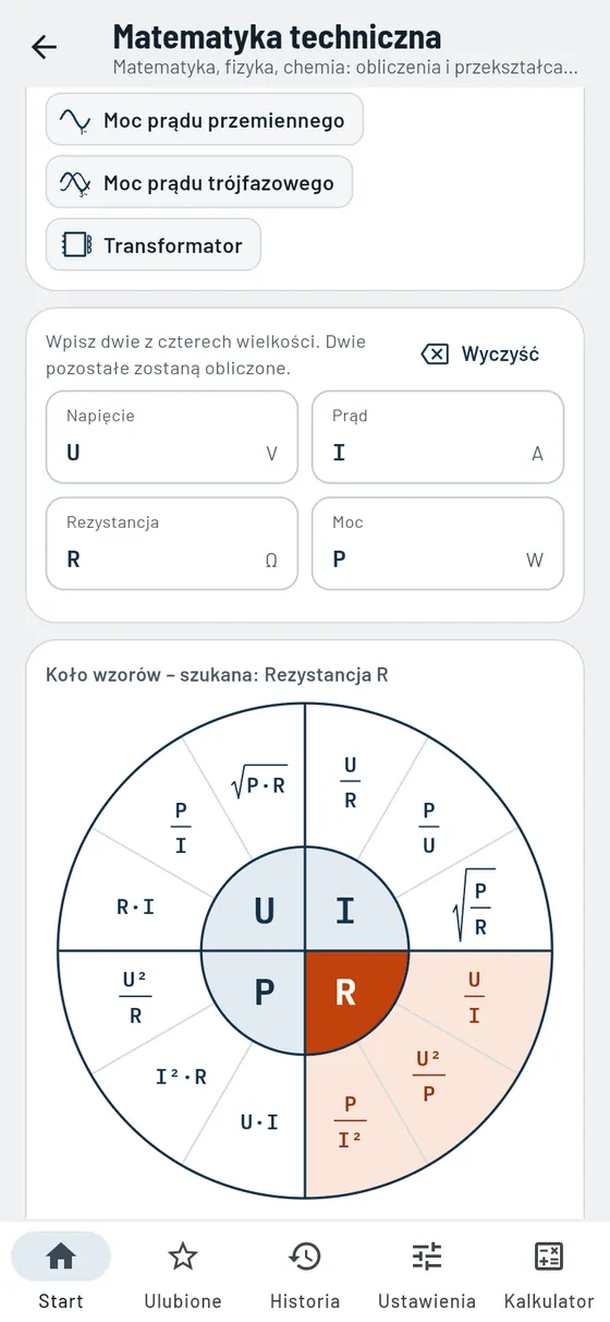 Gesello: koło wzorów – elektrotechnika w zbiorze wzorów