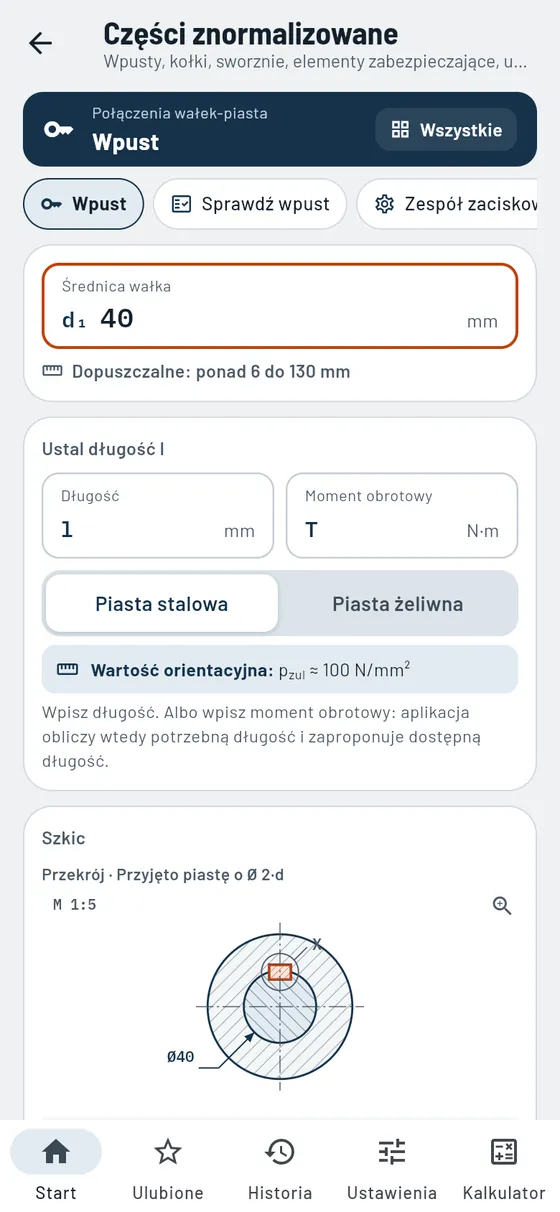 Gesello: części znormalizowane – wpust