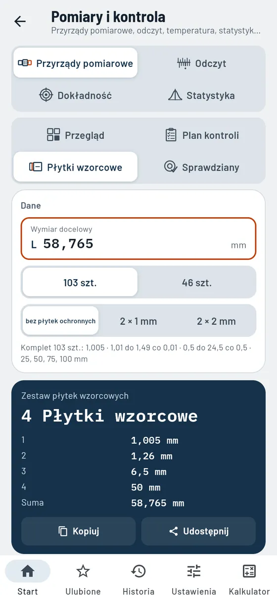 Gesello: pomiary i kontrola – zestawianie płytek wzorcowych
