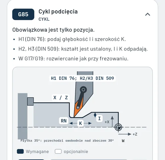 Tak to wygląda w Gesello: CNC