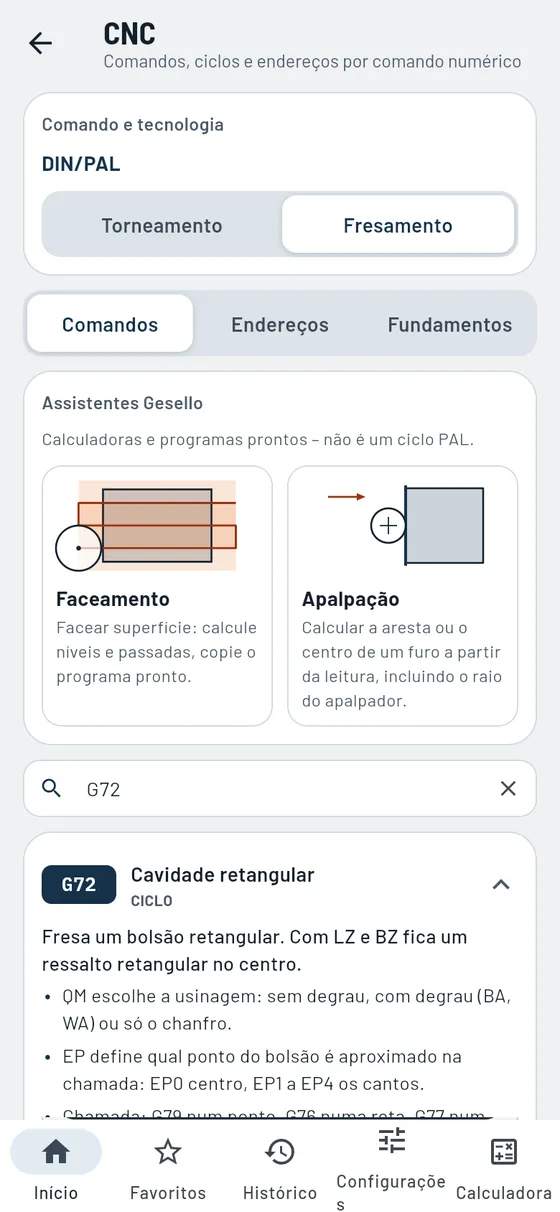 Gesello: CNC – Ciclo de bolsão G72