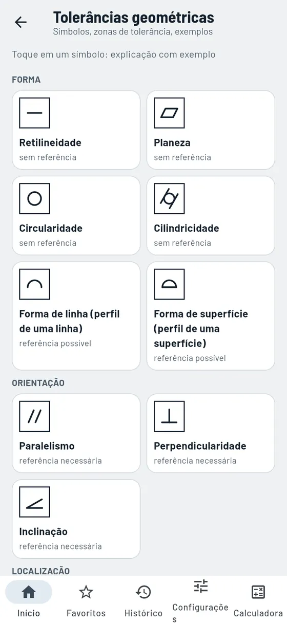 Gesello: forma e posição – todos os símbolos