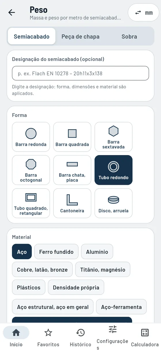 Gesello: Pesos – Tubo de aço inoxidável
