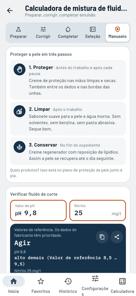 Gesello: Fluido de corte – Manutenção e valores de controle