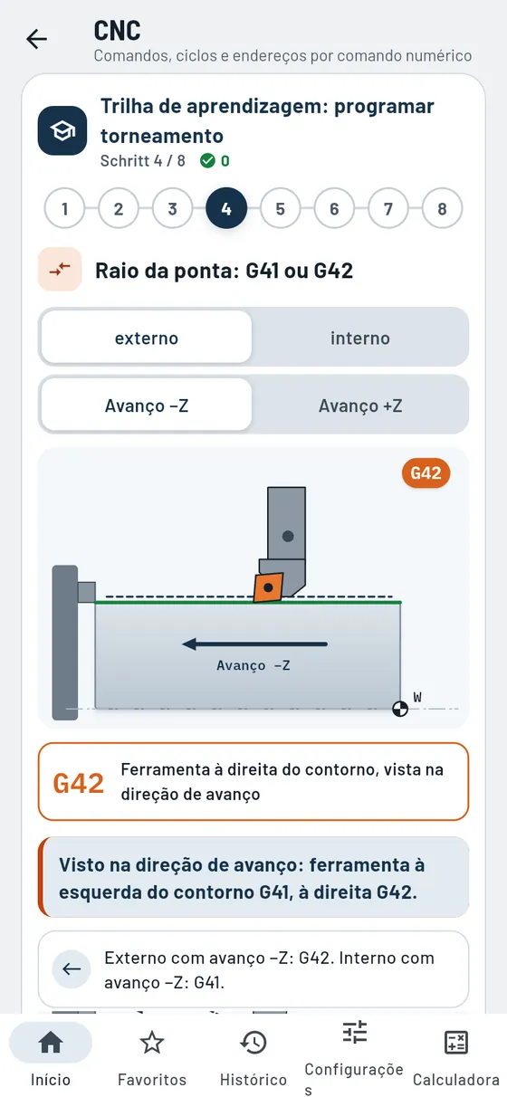 Gesello: CNC – Trilha de torneamento: G41 ou G42