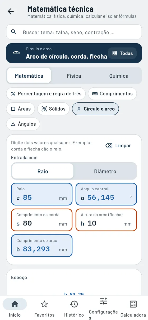 Gesello: Matemática técnica – Comprimento do arco