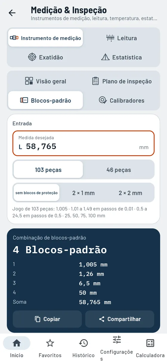 Gesello: medição e inspeção – combinar blocos-padrão