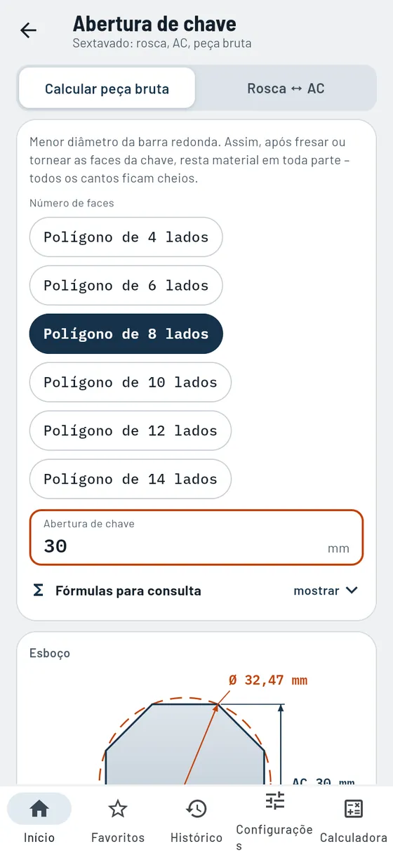 Gesello: aberturas de chave – octogonal a partir de barra redonda