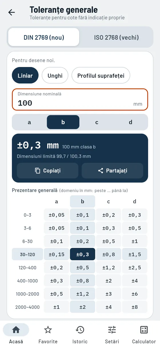 Gesello: toleranțe generale – dimensiune liniară, sistem nou