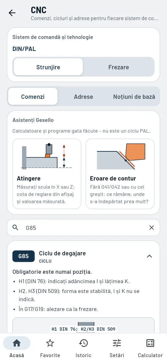 Gesello: CNC – Strunjire: G85