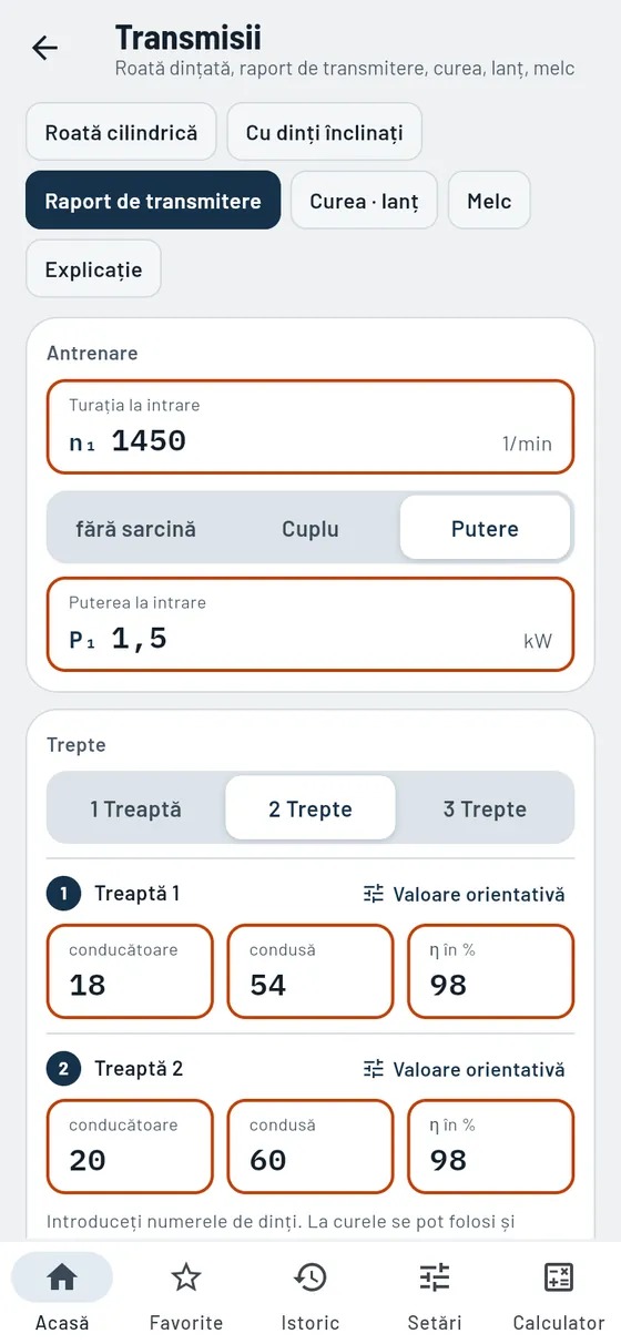 Gesello: Transmisii – Raport de transmitere