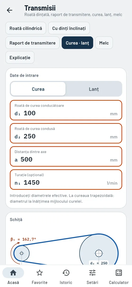 Gesello: Transmisii – Transmisie prin curele