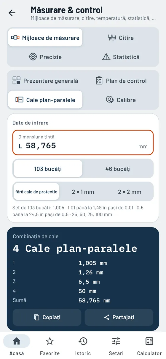 Gesello: măsurare & control – combinarea calelor plan-paralele