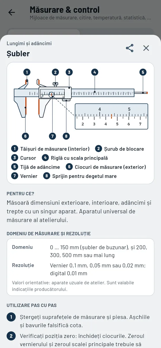 Gesello: măsurare & control – mijloc de măsurare: șubler
