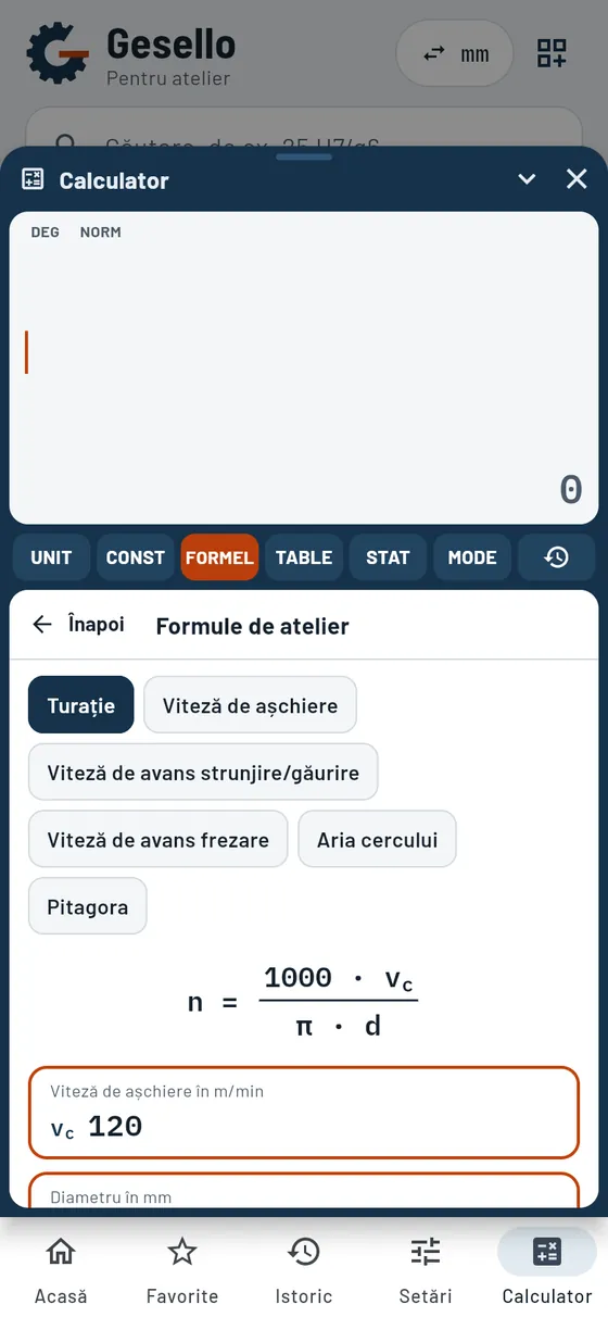 Calculator: formule de atelier