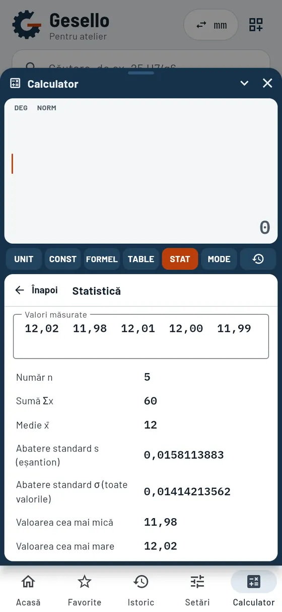 Gesello: Calculator – Statistică