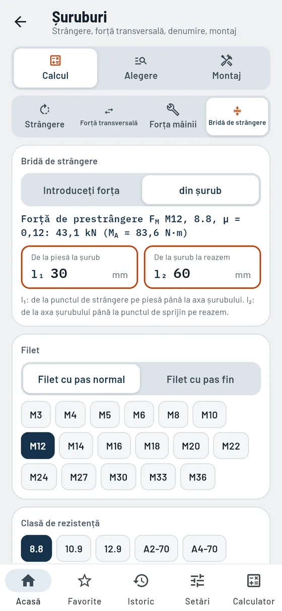 Gesello: Șuruburi – Lungimea de strângere și forțele