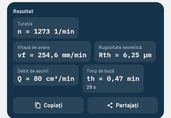 Așa arată în Gesello: Regimuri de așchiere