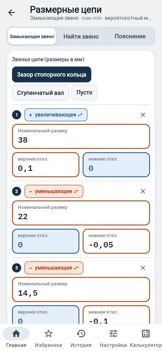 Gesello: размерные цепи — зазор стопорного кольца