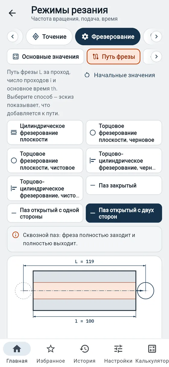 Gesello: режимы резания — траектория фрезерования и время