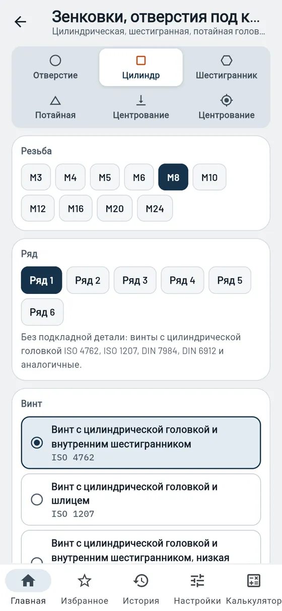 Gesello: зенковки, цековки и отверстия под крепёж — цековка M8