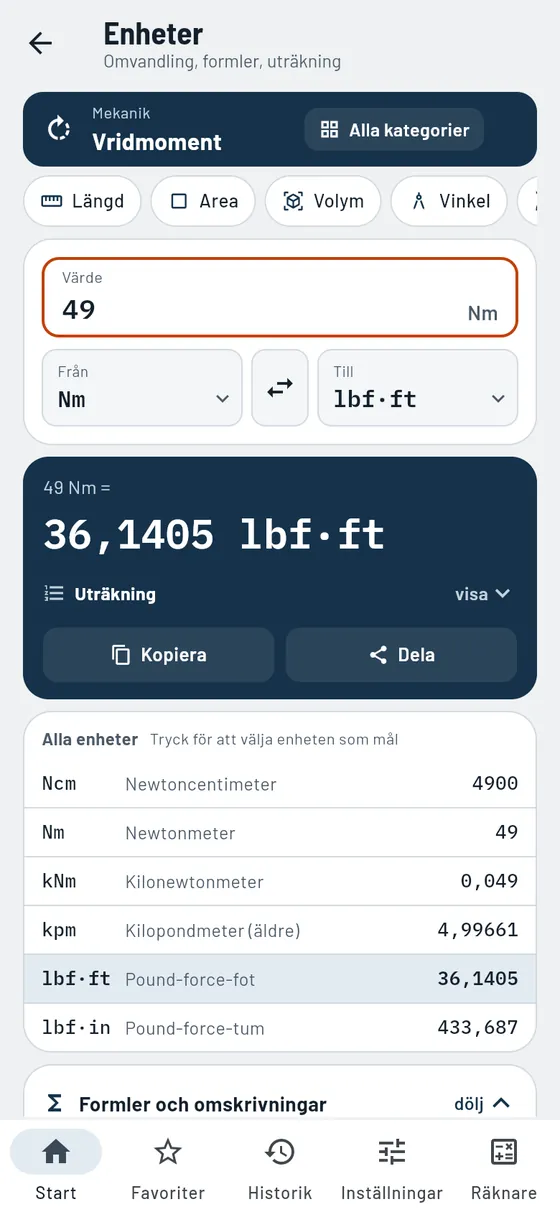 Gesello: Enheter – Vridmoment