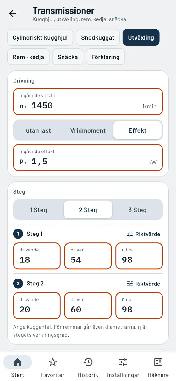 Gesello: Transmissioner – Utväxling