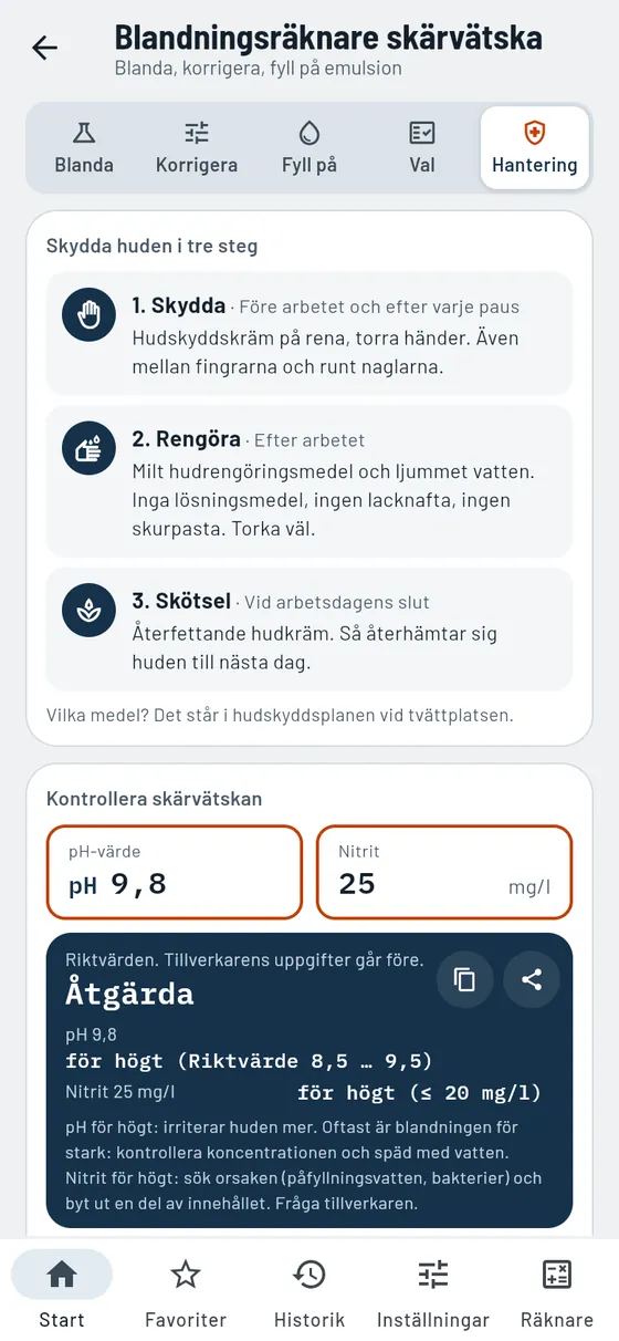Gesello: Skärvätska – skötsel och kontrollvärden