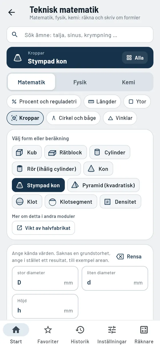 Gesello: Teknisk matematik – Beräkna kroppar
