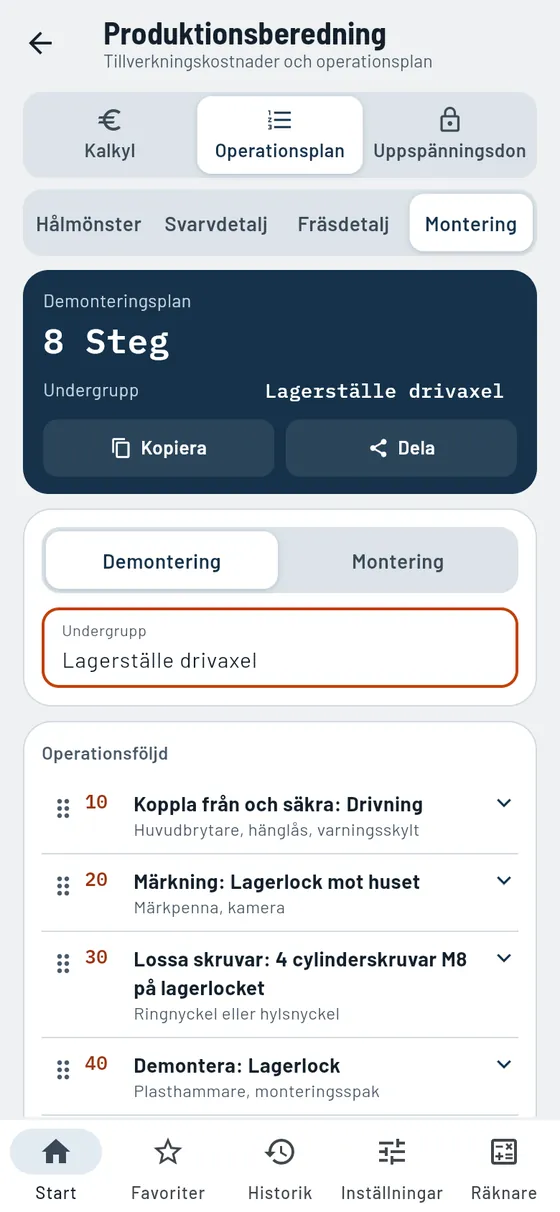 Gesello: Produktionsberedning – Montering