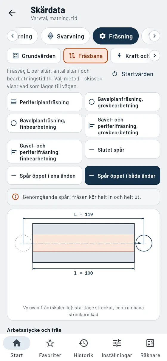 Gesello: Skärdata – fräsbana och tid