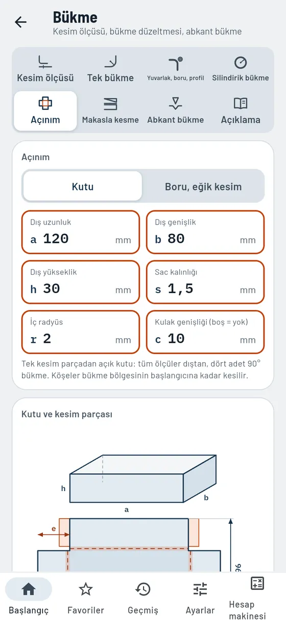 Gesello: Bükme – Kutu açınımı