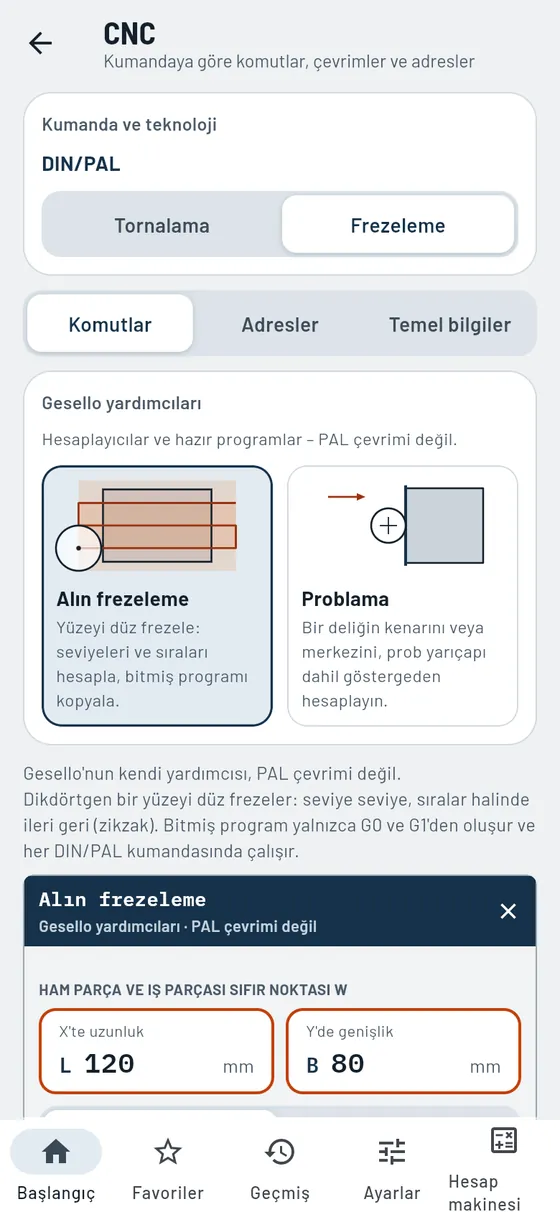 Gesello: CNC – Yardımcı: Alın frezeleme
