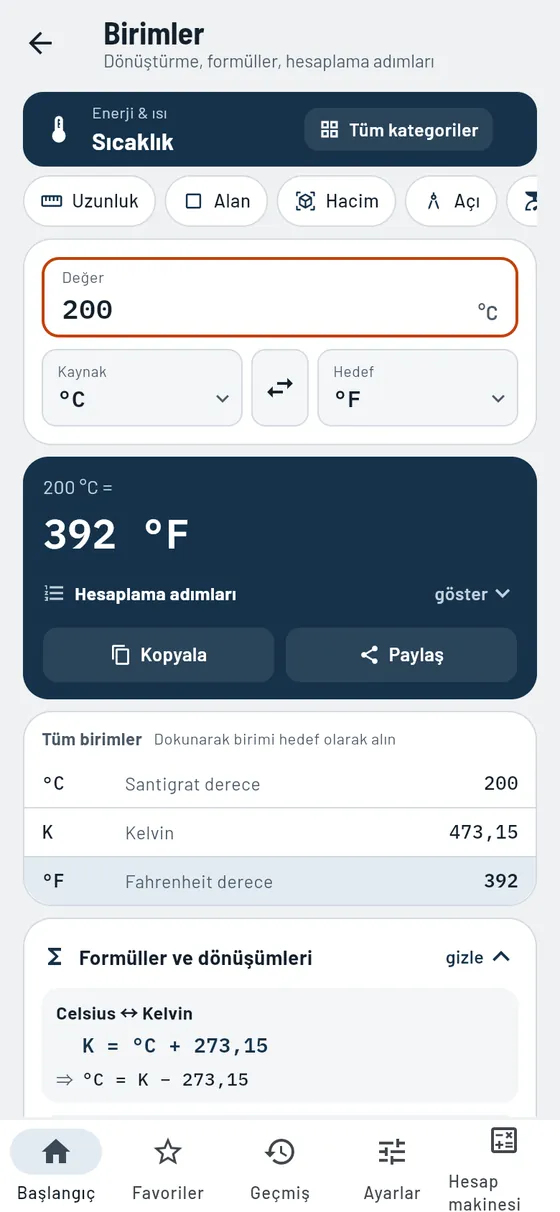Gesello: Birimler – Sıcaklık