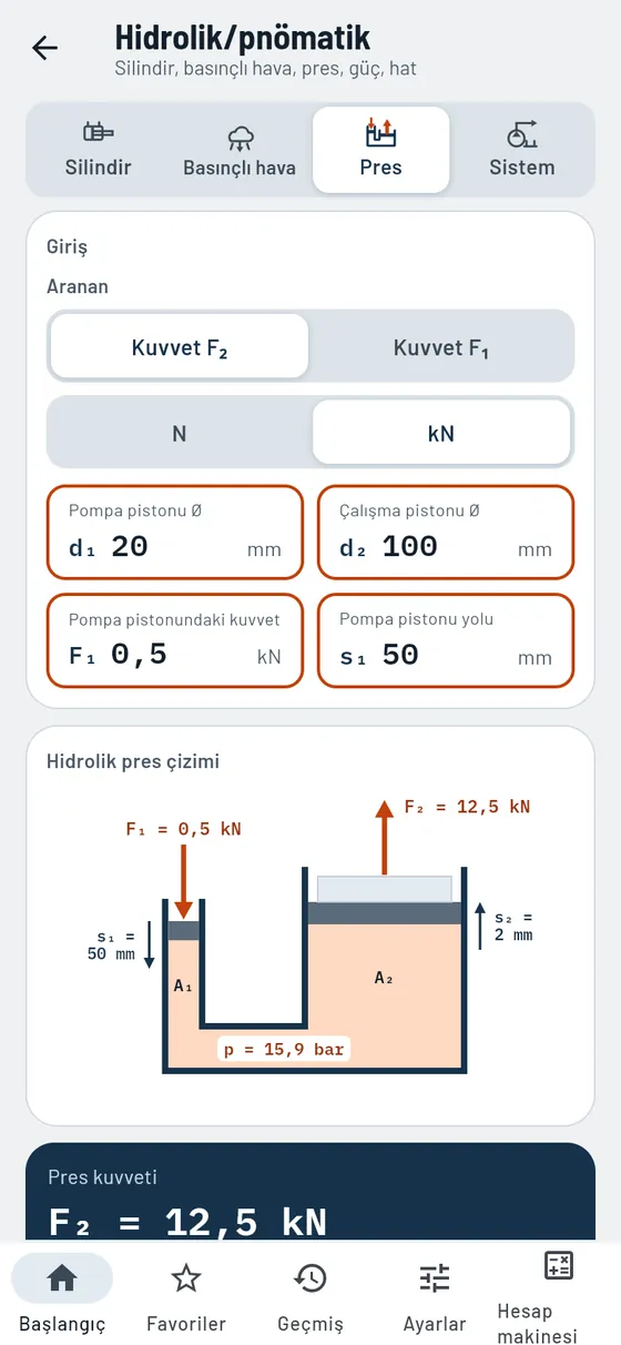 Gesello: Hidrolik ve pnömatik – Hidrolik pres
