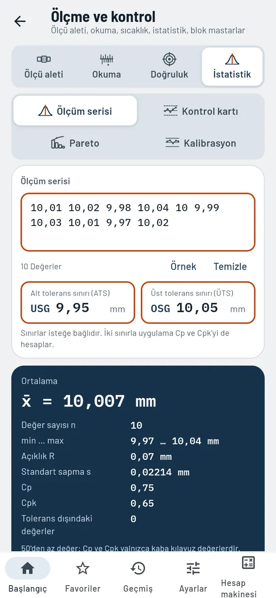 Gesello: Cpk ile ölçüm serisi