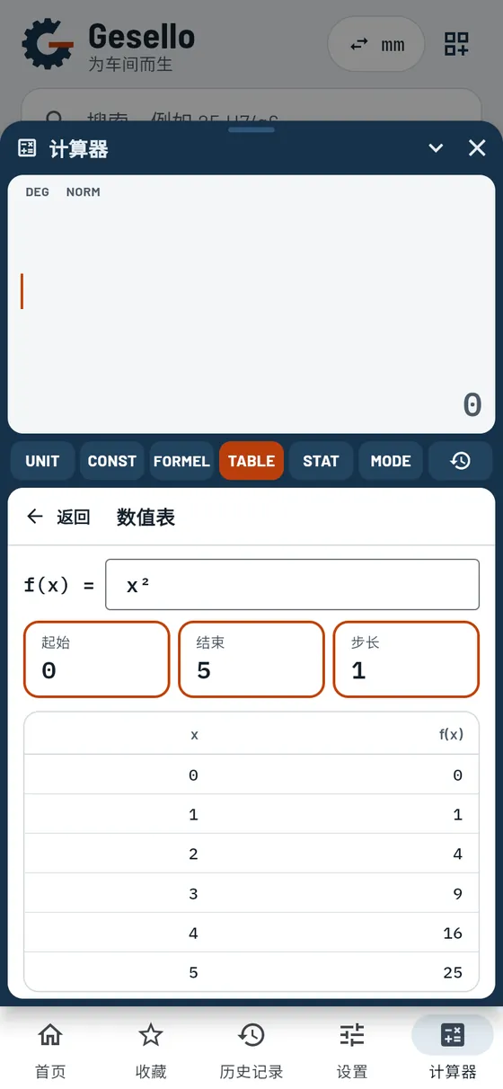 Gesello:计算器 – 数值表